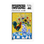Blue check rooster stamp