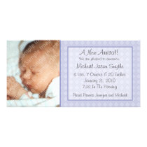 Blue Checkerboard New Baby Photo Card photo cards