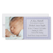 Blue Checkerboard New Baby Photo Card photo cards