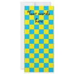 Blue checkers on yellow background full color rack card