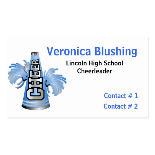 Blue Cheerleader Business / Calling Card Business Card Template (front side)