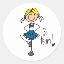 Blue Cheerleader Round Stickers