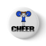Blue Cheerleading T-shirts and Gifts Pinback Buttons