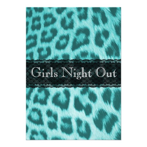 Blue Cheetah Lace Print Bachelorette Party Card