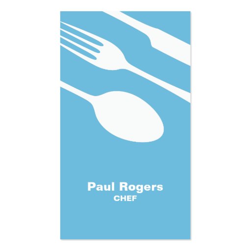 Blue chef or catering cutlery business card (front side)