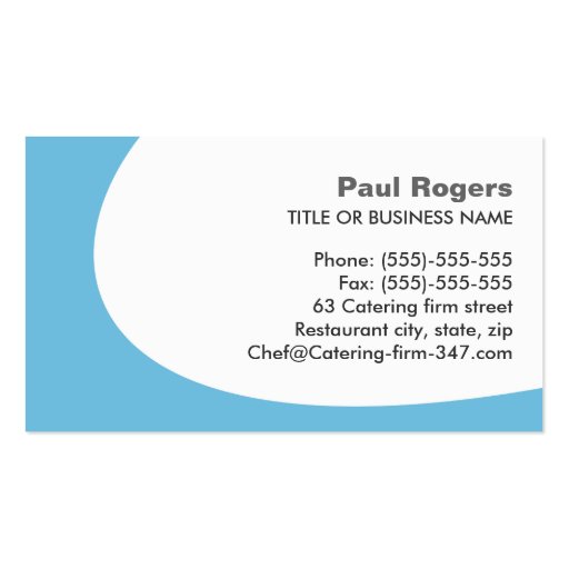 Blue chef or catering cutlery business card (back side)