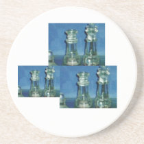 Blue chess mug, coaster match