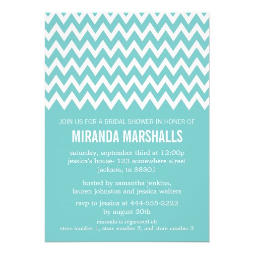 Blue Chevron Bridal Shower Invitations