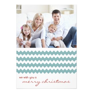 Blue Chevron Chic Family Holiday Flat Card