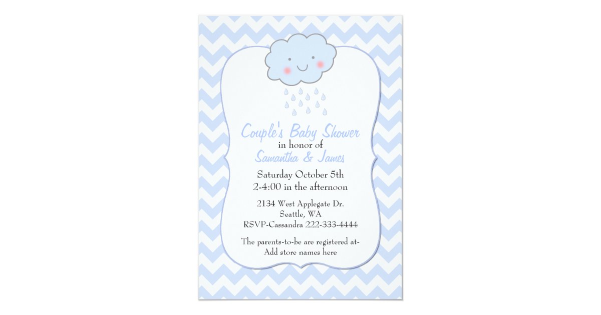 Blue Chevron Couple's Baby Shower Invitation | Zazzle