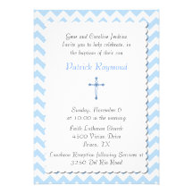 Blue Chevron Custom Baptism Invitation