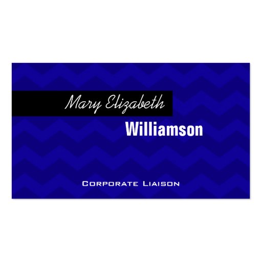 Blue Chevron Modern Professional Business Cards (front side)