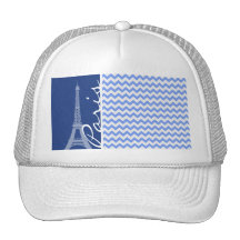 Blue Chevron; Paris Hats