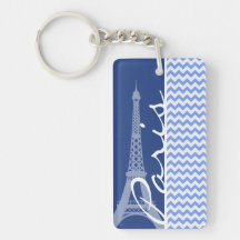 Blue Chevron; Paris Keychains