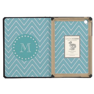Blue Chevron Pattern | Teal Monogram iPad Mini Covers