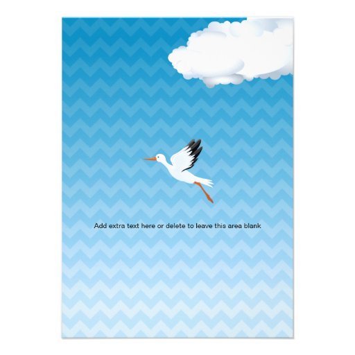Blue Chevron Stork Baby Sip and See Party Invitation