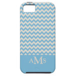 Blue Chevron Stripe 3  Monogram iPhone 5 Cases