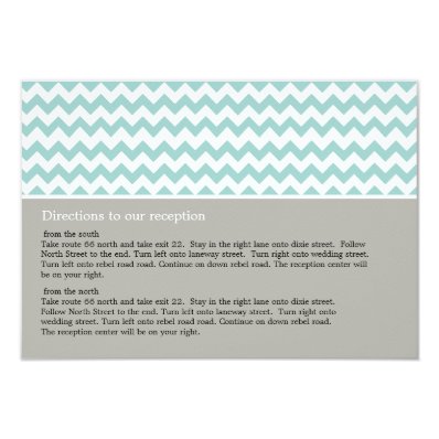 Blue Chevron Wedding Direction Cards
