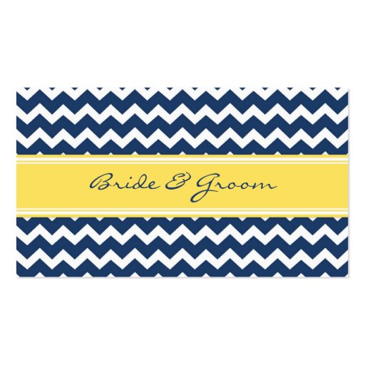 Blue Chevron Wedding Table Place Setting Cards Business Card Template (back side)