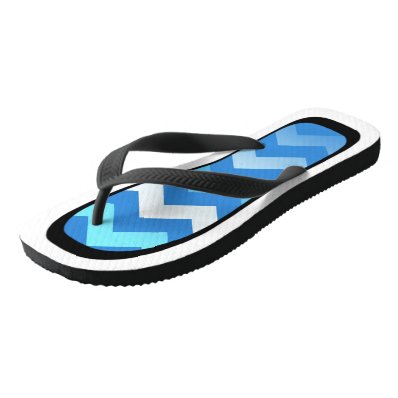 Blue Chevron White/Black Trim Flip Flops