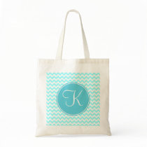 Blue Chevron with Blue Monogram Bags