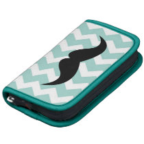 Blue chevron zigzag pattern cute chic mustache planners