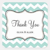 Blue chevron zigzag pattern thank you favor tag stickers