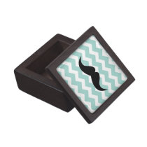 Blue chevron zigzag pattern trinket mustache premium gift boxes