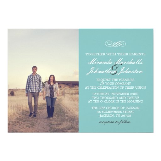 Blue Chic Design Photo Wedding Invitations