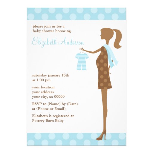 Blue Chic Mom To Be Baby Shower Invites