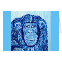 Blue Chimpanzee monkey funny animal Greeting Card