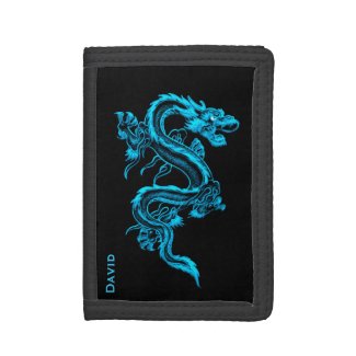 Blue Chinese Dragon Custom Wallet