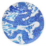 Blue Chinese Year of the Dragon Vintage Porcelain Dinner Plate