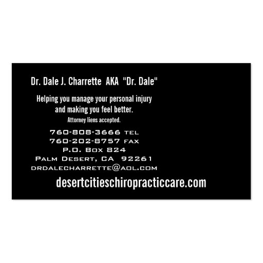 Blue Chiropractor Business Cards with Monograms (back side)
