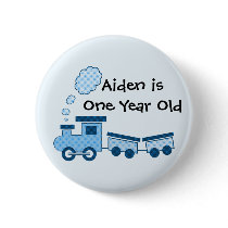 Blue Choo Choo Train Pinback Button