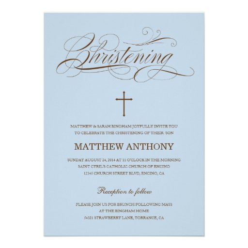 Blue Christening Invitation | Baptism Invitation