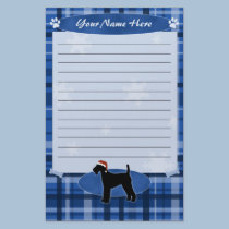 Blue Christmas Airedale Terrier Stationery