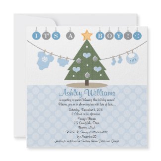 Blue Christmas Baby Shower Invitations invitation