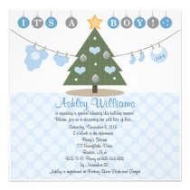Blue Christmas Baby Shower Invitations