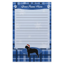 Blue Christmas Boston Terrier Stationery