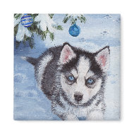 Blue Christmas Husky Dog Pup Xmas Magnet