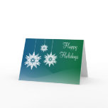 Blue Christmas Ornament Snowflake Holiday Cards