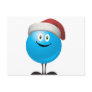 Blue christmas ornament wearing a red santa hat post cards