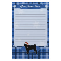 Blue Christmas Pug Stationery by MenagerieMayhem Blue Christmas Pug Stationery