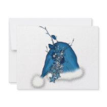 blue Christmas Santa hat invitations