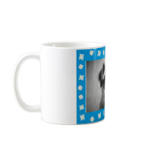Blue Christmas Snow Photo Frame mugs by custompro Blue Christmas Snow Photo Frame mugs