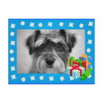 Blue Christmas Snow Photo Frame postcards