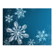 Blue Christmas snowflake background Post Card