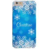 Blue Christmas Snowflakes iPhone Plus 6 Case Barely There iPhone 6 Plus Case