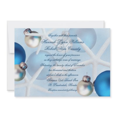 Blue Christmas Starfish Beach Wedding Invitation invitation